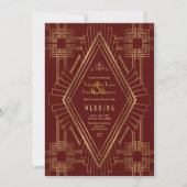 Invitation Royal Burgundy Gold Great Gatsby Mariage (Devant)