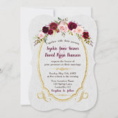 Invitation Royal Burgundy Gold Marsala Floral Mariage (Devant)