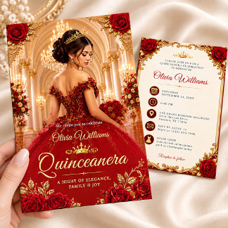 Invitation Royal Burgundy Quinceanera Sweet 15 Anniversaire