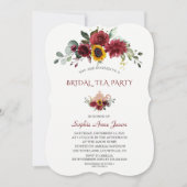 Invitation Royal Burgundy Tournesol Bride Tea Party (Devant)