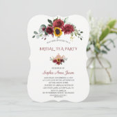 Invitation Royal Burgundy Tournesol Bride Tea Party (Debout devant)