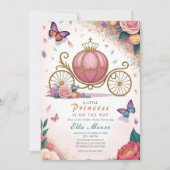 Invitation Royal Carriage Princess Baby Shower (Devant)