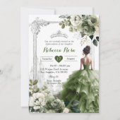 Invitation Royal Castle Princess Silver Sage Green 15 Años (Devant)