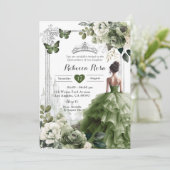 Invitation Royal Castle Princess Silver Sage Green 15 Años (Debout devant)