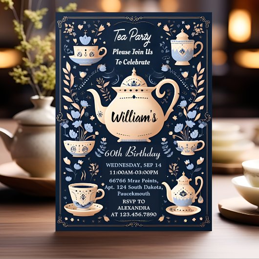 Invitation Royal Chic Fairy Tea Party 60e anniversaire