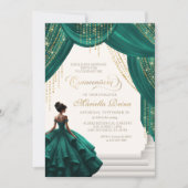 Invitation Royal Conte de Fées Vert Moderne Quinceanera (Devant)