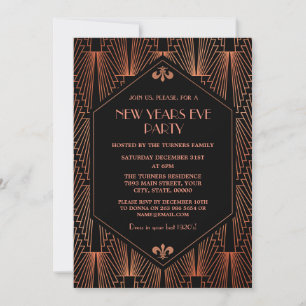Invitation Royal Copp Black Great Gatsby 1920 New Year Party