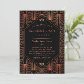 Invitation Royal Copper Black Great Gatsby Bachelorette (Debout devant)