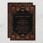 Invitation Royal Copper Black Great Gatsby Bachelorette (Devant / Derrière)