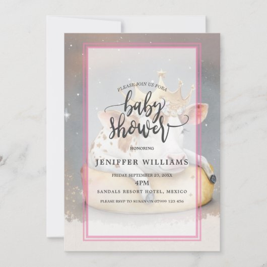 Invitation Royal Cow Dreaming on Cheese Throne                (Devant)