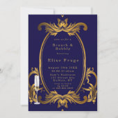 Invitation Royal Crown Blue Gold Flouris Brunch & Bubbly (Devant)