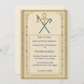 Invitation Royal Egyptian Ankh & Scepter Gold Mariage (Devant / Derrière)