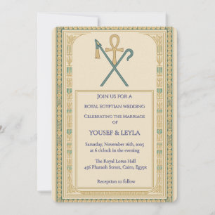 Invitation Royal Egyptian Ankh & Scepter Gold Mariage