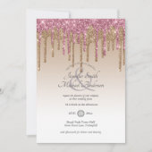 Invitation Royal Elegance PINK OR Parties scintillant à goutt (Devant)