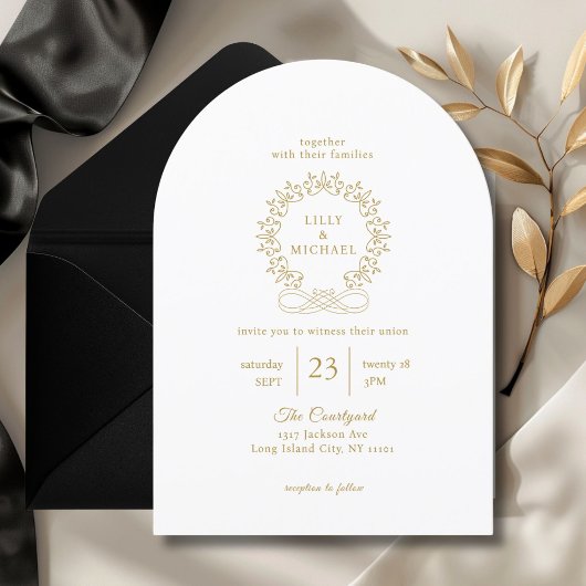 Invitation Royal, Elegant, Blanc, Mariage