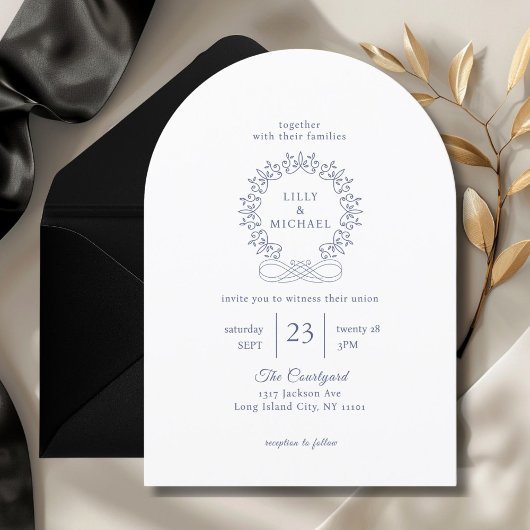 Invitation Royal, Elegant, Blanc, Mariage