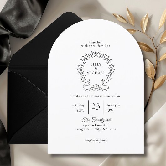 Invitation Royal, Elegant, Blanc, Mariage