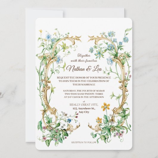 Invitation Royal Elegant Botanical Floral Aristocracy Wedding (Devant)