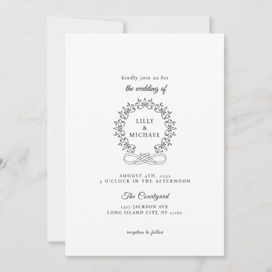 Invitation Royal, Elégant, Mariage (Devant)