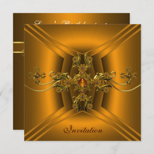 Invitation Royal Elegant Ornate Amber Gold Jewel Party 2