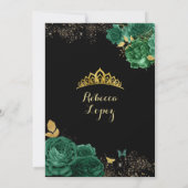 Invitation Royal Emerald Green Black Girl's Quinceañera (Dos)