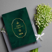 Invitation Royal Emerald Green Gold Frame Mariage islamique