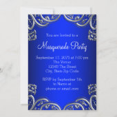 Invitation Royal et Turquoise Blue Masquerade Party (Dos)