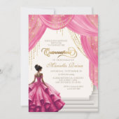Invitation Royal Fairytale Hot Pink Quinceanera (Devant)