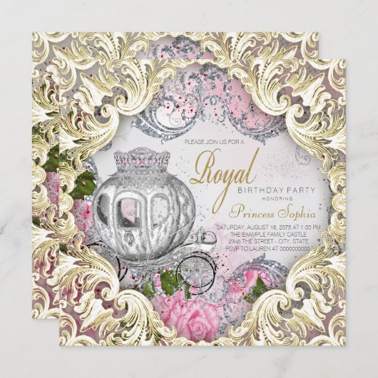 Invitation Royal Fairytale Princess (Devant / Derrière)