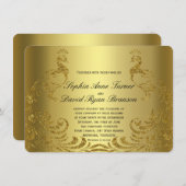 Invitation Royal Faux Gold Abstrait Peacock Wedding Invitatio (Devant / Derrière)