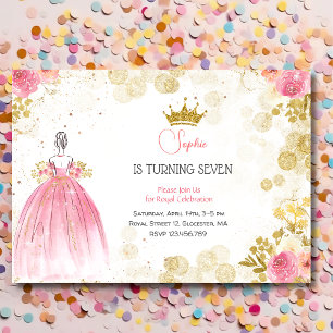 Invitation Royal fête rose princesse anniversaire