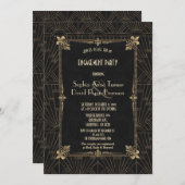 Invitation Royal Fleur-de-Lis Art Déco 1920 Partie d'engageme (Devant / Derrière)