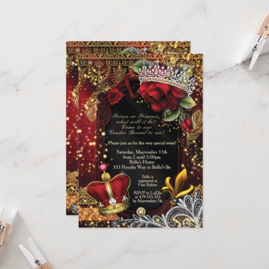 Invitation Royal Genre Reveillez Douche Prince ou Princesse I (Devant/Arrière en situation)