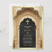 Invitation Royal Gold Arch Religieux Christian Mariage noir (Devant)