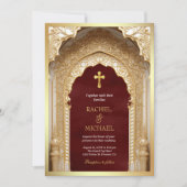 Invitation Royal Gold Arch Religieux Christian Maroon Mariage (Devant)