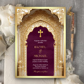 Invitation Royal Gold Arch Religieux Christian Plum Mariage