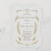 Invitation Royal Gold Art Déco Monogram Bachelorette Party (Devant / Derrière)