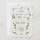 Invitation Royal Gold Art Déco Monogramme Mariage blanc Invit (Devant)