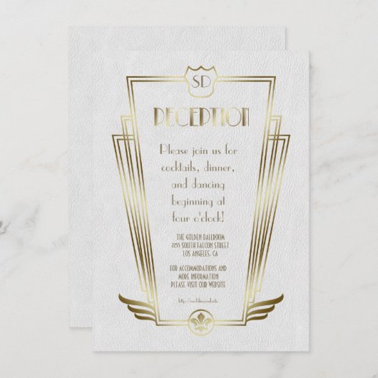 Invitation Royal Gold Art Déco Monogramme Réception de mariag (Devant / Derrière)