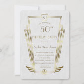 Invitation Royal Gold Art Déco Monogramme White Birday Party (Devant)