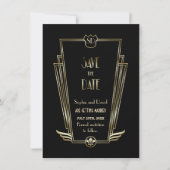 Invitation Royal Gold Black Art Deco Monogramme Enregistrer L (Devant)