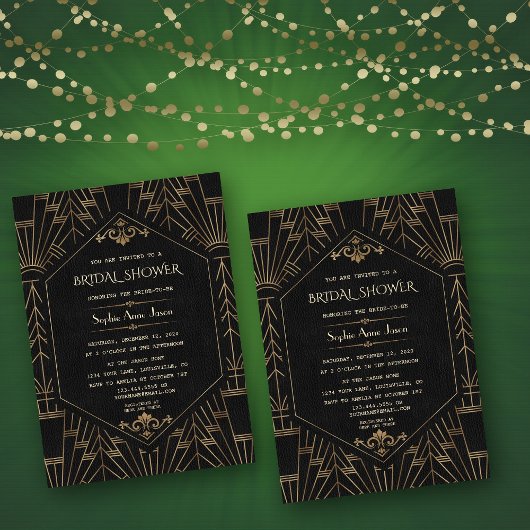 Invitation Royal Gold Black Great Gatsby 1920 Fête des mariée