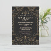 Invitation Royal Gold Black Great Gatsby 1920's New Year Part (Debout devant)