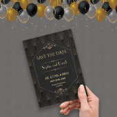 Invitation Royal Gold Black Great Gatsby Art Déco Mariage