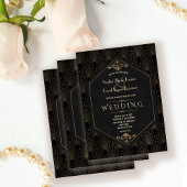 Invitation Royal Gold Black Great Gatsby Art Déco Mariage