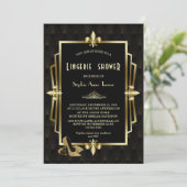 Invitation Royal Gold Black Great Gatsby Lingerie Douche (Debout devant)