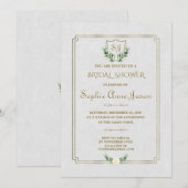 Invitation Royal Gold Crest Fête des mariées fleurie (Devant / Derrière)