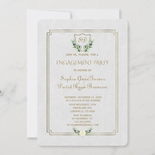 Invitation Royal Gold Crest Lush Green Party (Devant)