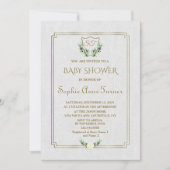 Invitation Royal Gold Crest Lush Greenery Baby shower Invitat (Devant)