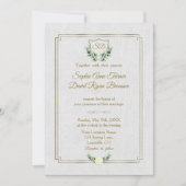 Invitation Royal Gold Crest Verdure luxuriante Monogramme Mar (Devant)